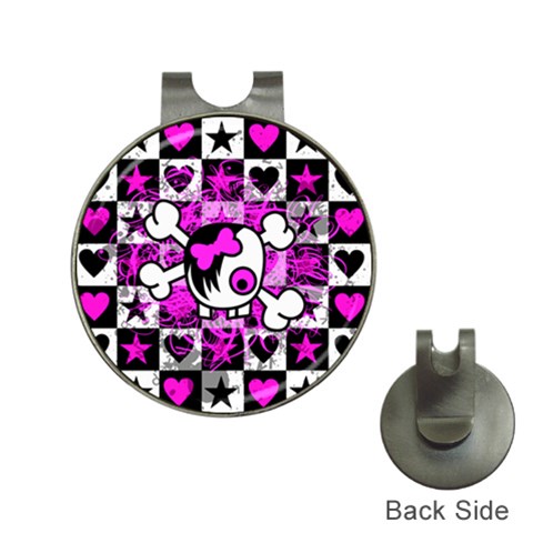 Emo Scene Girl Skull Golf Ball Marker Hat Clip from ArtsNow.com Front