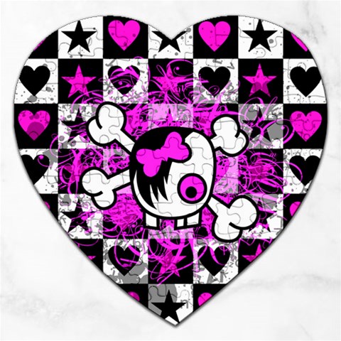 Emo Scene Girl Skull Jigsaw Puzzle (Heart) from ArtsNow.com Front