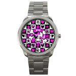 Emo Scene Girl Skull Sport Metal Watch