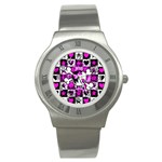 Emo Scene Girl Skull Stainless Steel Watch