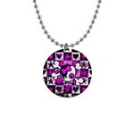Emo Scene Girl Skull 1  Button Necklace