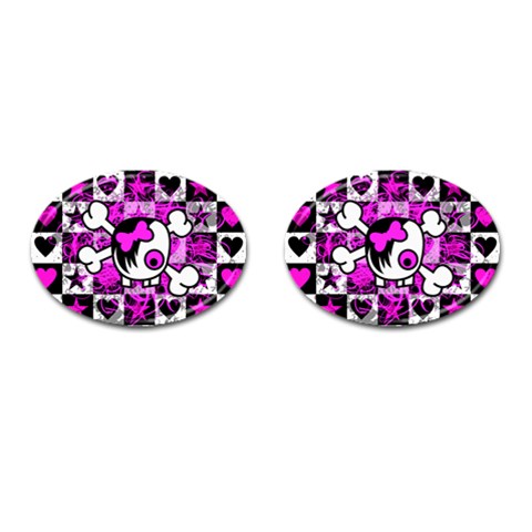 Emo Scene Girl Skull Cufflinks (Oval) from ArtsNow.com Front(Pair)