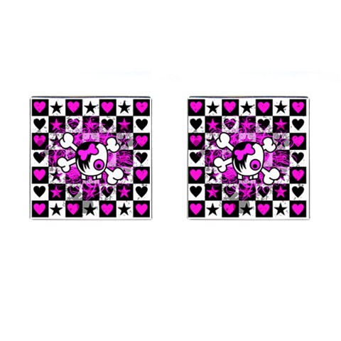 Emo Scene Girl Skull Cufflinks (Square) from ArtsNow.com Front(Pair)