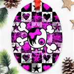 Emo Scene Girl Skull Oval Ornament (Two Sides)