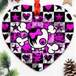 Emo Scene Girl Skull Heart Ornament (Two Sides)