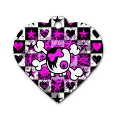 Emo Scene Girl Skull Dog Tag Heart (Two Sides) from ArtsNow.com Front