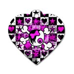 Emo Scene Girl Skull Dog Tag Heart (Two Sides)