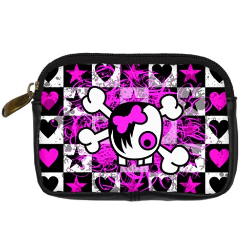 Emo Scene Girl Skull Digital Camera Leather Case from ArtsNow.com Front