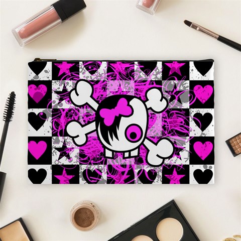 Emo Scene Girl Skull Cosmetic Bag (Large) from ArtsNow.com Front