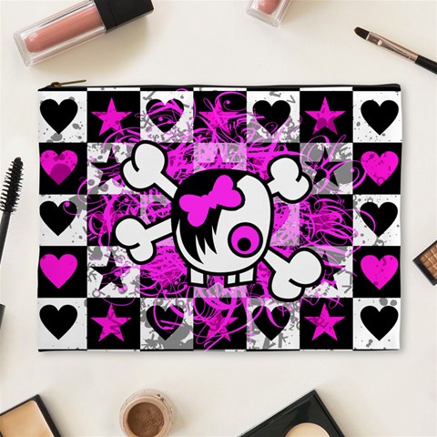 Emo Scene Girl Skull Cosmetic Bag (XL) from ArtsNow.com Front