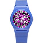 Emo Scene Girl Skull Round Plastic Sport Watch Small