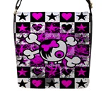 Emo Scene Girl Skull Flap Closure Messenger Bag (Large)