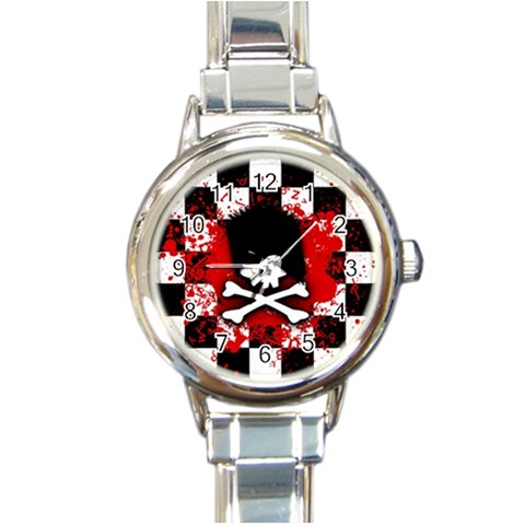 Emo Skull Round Italian Charm Watch from ArtsNow.com Front