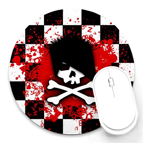 Emo Skull Round Mousepad from ArtsNow.com Front