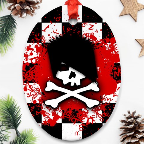 Emo Skull Ornament (Oval) from ArtsNow.com Front