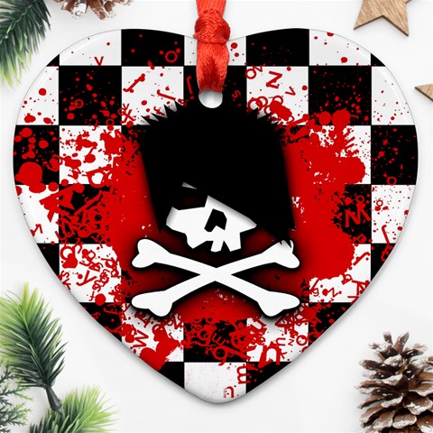 Emo Skull Ornament (Heart) from ArtsNow.com Front