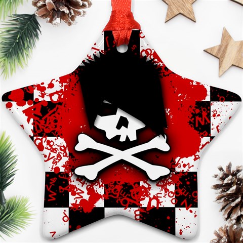 Emo Skull Ornament (Star) from ArtsNow.com Front