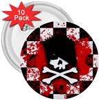 Emo Skull 3  Button (10 pack)