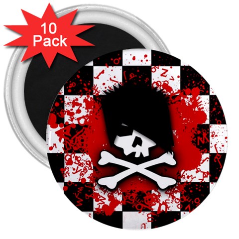 Emo Skull 3  Magnet (10 pack) from ArtsNow.com Front