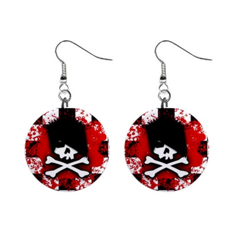 Emo Skull 1  Button Earrings from ArtsNow.com Front