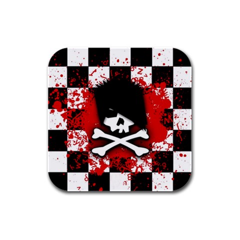 Emo Skull Rubber Square Coaster (4 pack) from ArtsNow.com Front