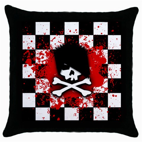 Emo Skull Throw Pillow Case (Black) from ArtsNow.com Front