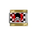 Emo Skull Gold Trim Italian Charm (9mm)