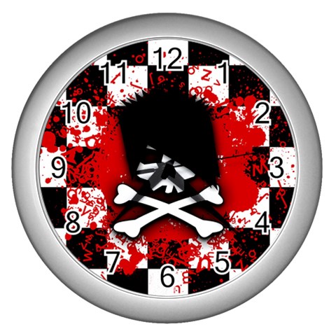 Emo Skull Wall Clock (Silver) from ArtsNow.com Front