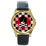 Emo Skull Round Gold Metal Watch