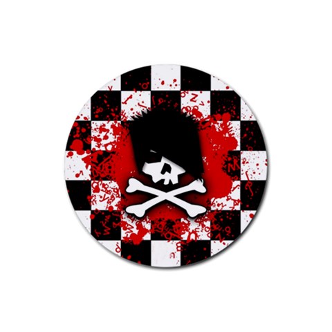 Emo Skull Rubber Coaster (Round) from ArtsNow.com Front