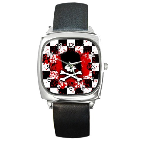 Emo Skull Square Metal Watch from ArtsNow.com Front