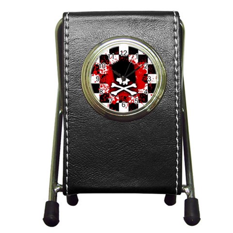 Emo Skull Pen Holder Desk Clock from ArtsNow.com Front