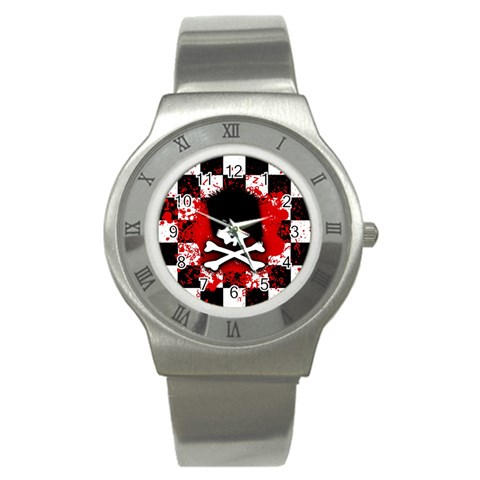 Emo Skull Stainless Steel Watch from ArtsNow.com Front