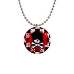 Emo Skull 1  Button Necklace