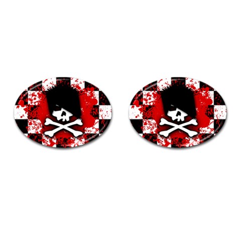 Emo Skull Cufflinks (Oval) from ArtsNow.com Front(Pair)