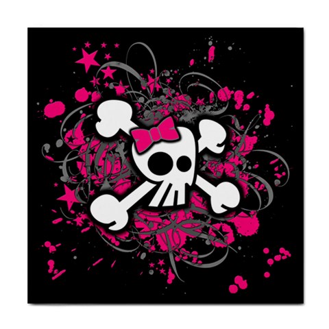 Girly Skull & Crossbones Tile Coaster from ArtsNow.com Front