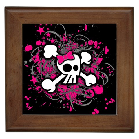 Girly Skull & Crossbones Framed Tile from ArtsNow.com Front