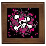 Girly Skull & Crossbones Framed Tile