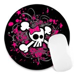 Girly Skull & Crossbones Round Mousepad