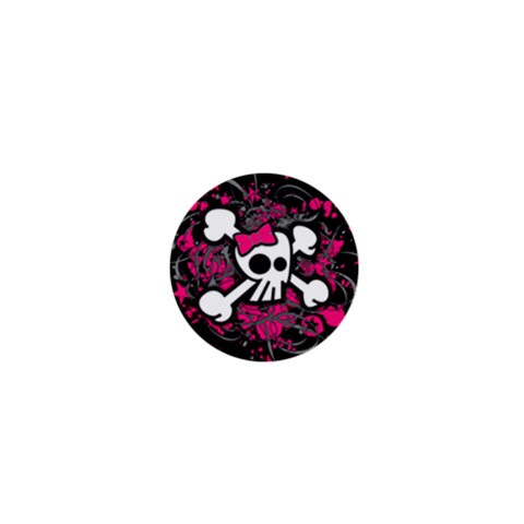 Girly Skull & Crossbones 1  Mini Button from ArtsNow.com Front