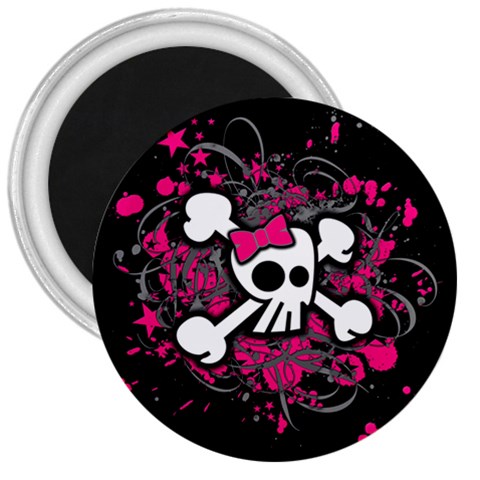 Girly Skull & Crossbones 3  Magnet from ArtsNow.com Front