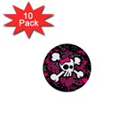 Girly Skull & Crossbones 1  Mini Button (10 pack) 