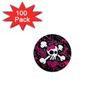 Girly Skull & Crossbones 1  Mini Magnet (100 pack) 