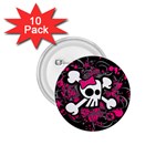 Girly Skull & Crossbones 1.75  Button (10 pack) 