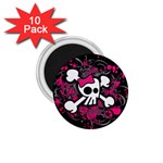 Girly Skull & Crossbones 1.75  Magnet (10 pack) 