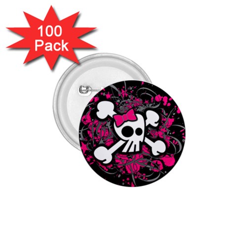 Girly Skull & Crossbones 1.75  Button (100 pack)  from ArtsNow.com Front