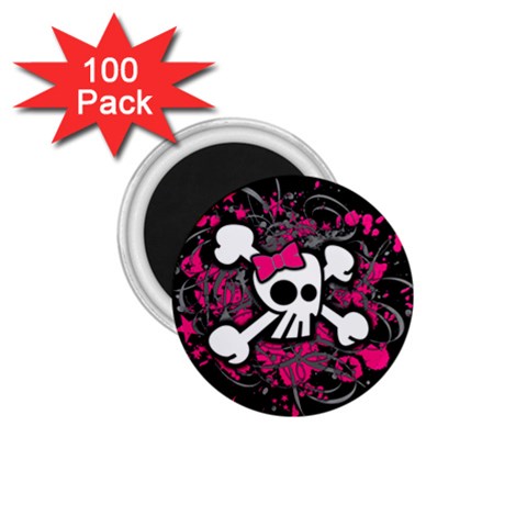 Girly Skull & Crossbones 1.75  Magnet (100 pack)  from ArtsNow.com Front
