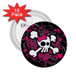 Girly Skull & Crossbones 2.25  Button (10 pack)