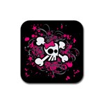 Girly Skull & Crossbones Rubber Coaster (Square)