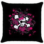 Girly Skull & Crossbones Throw Pillow Case (Black)